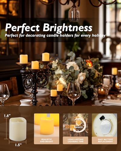 Homemory Flickering Flameless Votive Candles, 12PCS Battery Operated LED Votive Tealight Candles, Realistic Electricn Fake Candle for Easter, Wedding, Table (Battery Included)