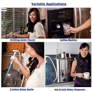 Water Dispenser 5 Gallon Bottle Water Pump System 60PSI for Fridge Ice Maker Faucet (12V Upgraded -Dual Inlet)