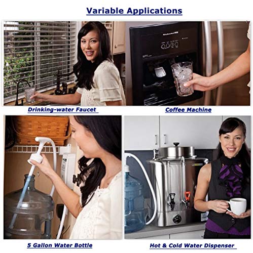 Water Dispenser 5 Gallon Bottle Water Pump System 60PSI for Fridge Ice Maker Faucet (12V Upgraded -Dual Inlet)