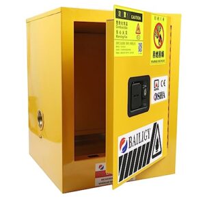 dyrabrest safety storage cabinet for liquids fireproof leakproof cabinet with manual doors cold rolled steel flammable cabinet(yellow) (12 gallon)