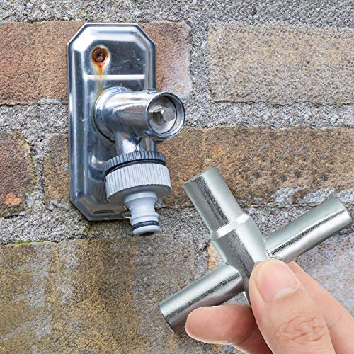 Mudder 4 Way Sillcock Key Plated Steel Water Keys with 4 Way Utility Gas Meter Keys Faucet Wrench Tool for Opening and Closing Sillcock or Spigots (Silver)