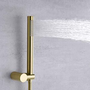 sumerain Brushed Gold Shower Faucet System with high pressure 8 Inches rain shower head and brass hand shower, Rough-In Valve Body and Trim Included