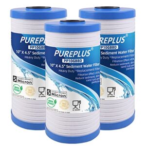 pureplus ap810 5 micron 10" x 4.5" whole house sediment home water filter replacement cartridge for 3m aqua-pure ap810, ap801, ap811, ap801-c, ap801t, ap801b, ap811, whirlpool whkf-gd25bb, 3pack
