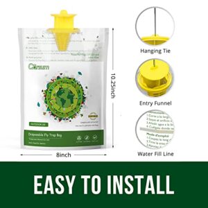 Garsum Outdoor Disposable Hanging Fly Trap Bag with Fly Bait, Catch Up to 3,5000 Flies for Barns, Stables & Ranches - 1 Pack