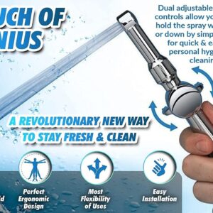 RinseWorks - Aquaus 360 HandHeld Bidet sprayer for Toilet - NSF cUPC Certified for Legal Installation - 2 BackFlows - Dual Pressure Controls – 3” to 11” Spray reach - 3 Year Warranty (Polymer Sprayer)