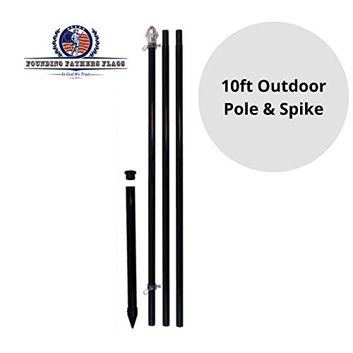 Founding Fathers Flags - 10ft Black Flag Pole & Spike - Perfect for Any Outdoor Use!