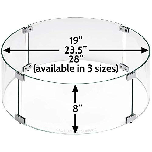 Midwest Hearth Fire Pit Wind Guard Glass Shield (Round, 28 Inch)
