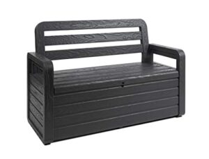 toomax foreverspring chest with 2 person seat 270l, wood effect plastic, dim. cm 132,5x58x89, art. 599, anthracite
