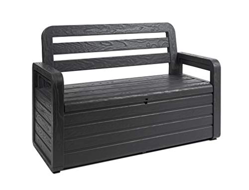 TOOMAX Foreverspring Chest with 2 Person Seat 270L, Wood Effect Plastic, Dim. cm 132,5x58x89, Art. 599, Anthracite