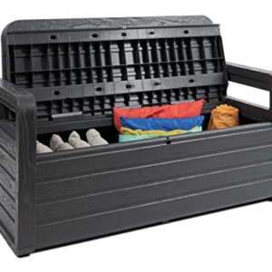 TOOMAX Foreverspring Chest with 2 Person Seat 270L, Wood Effect Plastic, Dim. cm 132,5x58x89, Art. 599, Anthracite