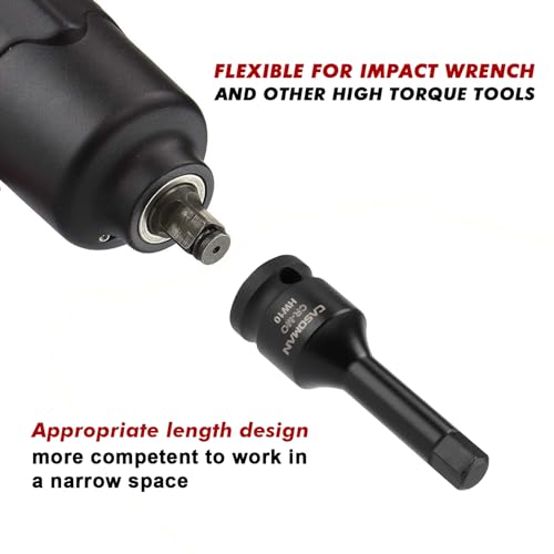 CASOMAN 1/2" Drive Master Impact Hex Bit Set, Hex Driver, SAE/Metric, 1/4" - 3/4", 6mm - 19mm, Cr-Mo Steel,Impact Grade, One-Piece Construction, 20-Piece 1/2" Drive Allen Bit Socket Set