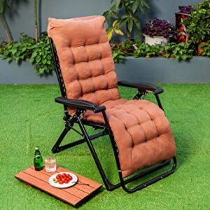 KINGBO Oversized Zero Gravity Chair, Lawn Recliner, Reclining Patio Lounger Chair, Folding Portable Chaise, with Detachable Soft Cushion, Cup Holder, Adjustable Headrest, Support 500 lbs. (29" Wide)