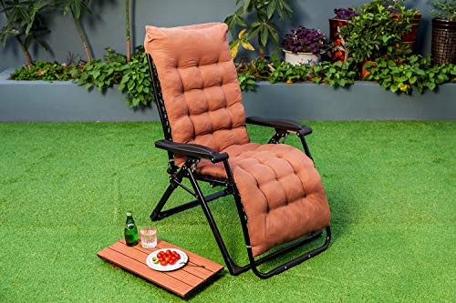 KINGBO Oversized Zero Gravity Chair, Lawn Recliner, Reclining Patio Lounger Chair, Folding Portable Chaise, with Detachable Soft Cushion, Cup Holder, Adjustable Headrest, Support 500 lbs. (29" Wide)