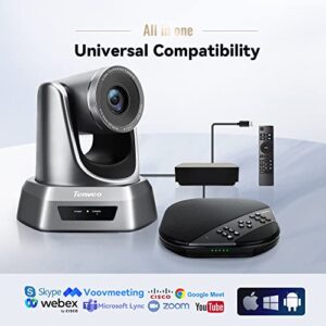 Tenveo PTZ Video Conference Camera 10X Optical Zoom 1080p Full HD USB Webcam with Remote Control for YouTube/Twitch/OBS Live Streaming Skype/Zoom/Teams Meeting Business Church Events Education