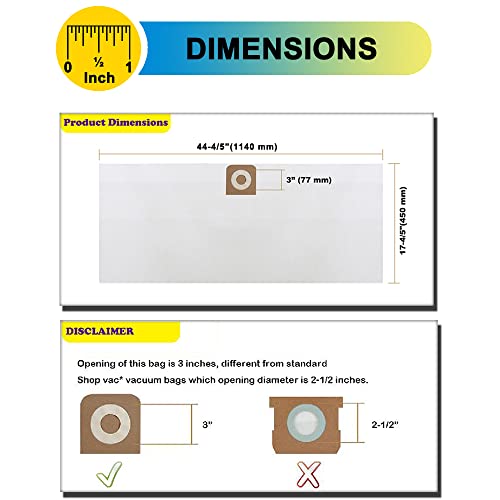 SpaceTent 6 Pack CMXZVBE38749 Filter Bags for Craftsman 16 and 20 Gallon Wet/Dry Vacs, part # CMXZVBE38749 38749, CMXEVBE17595 Bags.