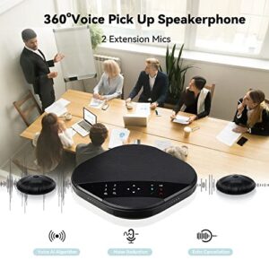 Tenveo All-in-One Video and Audio Conference Room Camera System 10X Optical Zoom USB PTZ with Bluetooth Speakerphone Expansion Microphones for Large Remote Meeting Work with Zoom Skype