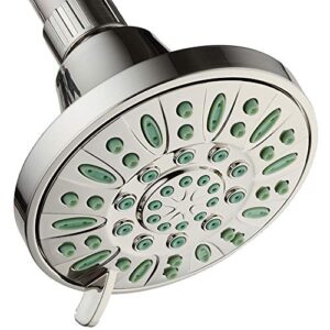 aquadance antimicrobial/anti-clog high-pressure 6-setting shower head, microban nozzle protection from growth of mold, mildew & bacteria for stronger shower! (brushed nickel finish/coral green jets)