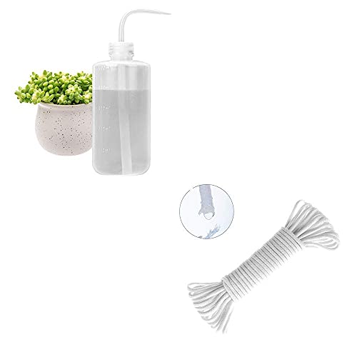 ORIMERC 30 Feet Self Watering Wick Cord for Vacation Potted Plants Planter Sitter Auto Waterer Wash Can Bonsai Terrarium Orchids Seedling African Violets and 500ML Watering Bottle for Succulents