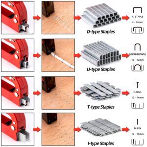 Upholstery Staple Gun Heavy Duty, PHITRIC 4 in 1 Stapler Gun with 6000 Staples, Power Finish Staplers, Manual Brad Nailer Power Adjustment Furniture Stapler Gun for Wood, Carpentry, Decoration DIY