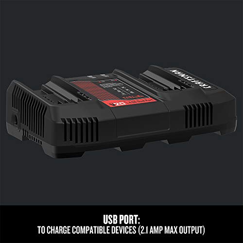 CRAFTSMAN V20 Battery Charger, Dual Port, 2.0-Ah (CMCB124)