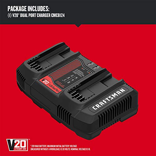 CRAFTSMAN V20 Battery Charger, Dual Port, 2.0-Ah (CMCB124)