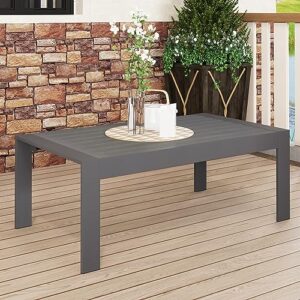 Solaste Outdoor Coffee Table for Patio, All-Weather Aluminum Patio Coffee Table Furniture with Metal Frame, Dark Grey