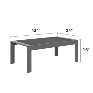 Solaste Outdoor Coffee Table for Patio, All-Weather Aluminum Patio Coffee Table Furniture with Metal Frame, Dark Grey