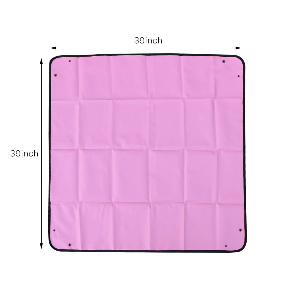 Ymeibe 39''×39'' Indoor Plant Repotting Mat Foldable Transplanting Work Cloth Waterproof Oxford and PVC Dirty Catcher Gardening Succulent Potting Tarp (39 inch, Pink)