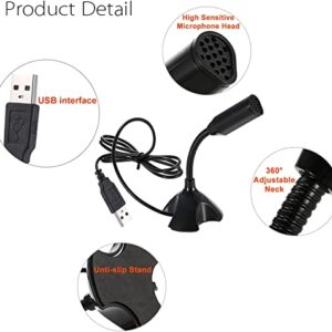 Mini USB Microphone for Desktop Computer and Laptop,Portable USB Condenser Mic With Adjustable Stand,Compatible with PC/Mac,Plug & Play,Ideal for Meeting,Online Class,Games,Remote work(Black)