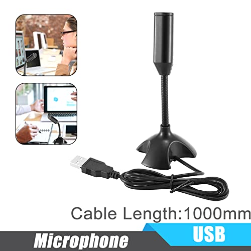 Mini USB Microphone for Desktop Computer and Laptop,Portable USB Condenser Mic With Adjustable Stand,Compatible with PC/Mac,Plug & Play,Ideal for Meeting,Online Class,Games,Remote work(Black)