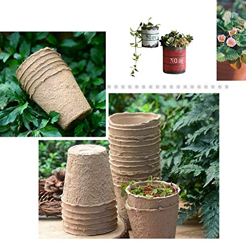 Create idea 100Pcs Fibre Plant Pot and Label Set, Transplant Seedling Pot Organic Biodegradable Eco-Friendly