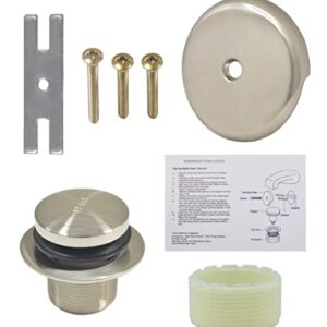 Gold-Hao-the-bathroom Tip-Toe Bathtub Drain Kit - with 1 Hole Bathtub Overflow Drain Cover & Tip-Toe Tub Trim Set (Brushed Nickel)