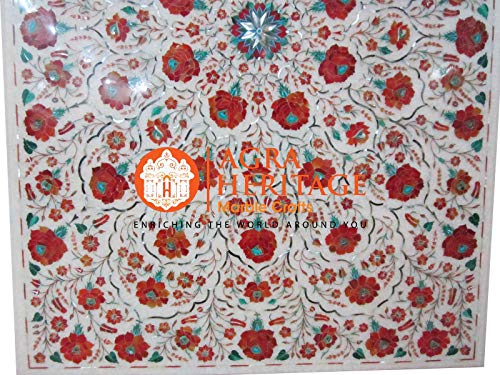 Marble Dining Center Table Top Carnelian Inlay Marquetry Restaurant Decor | 36"x24" Inches