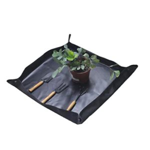 Ymeibe 39''×39'' Indoor Plant Repotting Mat Foldable Transplanting Work Cloth Waterproof Oxford and PVC Dirty Catcher Gardening Succulent Potting Tarp (39 inch, Black)