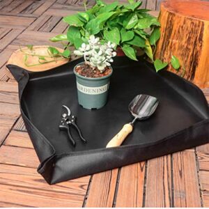 Ymeibe 39''×39'' Indoor Plant Repotting Mat Foldable Transplanting Work Cloth Waterproof Oxford and PVC Dirty Catcher Gardening Succulent Potting Tarp (39 inch, Black)