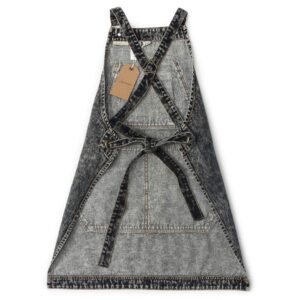 Jeanerlor - Denim Apron with Pockets for Hair Stylist Gardening Craftsmen Barista Women Hairdresser Jean Work Apron Cross Straps & Adjustable S to L (Black)