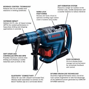 BOSCH GBH18V-45CK24 PROFACTOR™ 18V Connected-Ready SDS-max® 1-7/8 In. Rotary Hammer Kit with (2) CORE18V® 8 Ah High Power Batteries