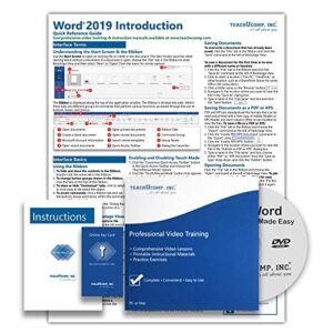 teachucomp deluxe video training tutorial course for microsoft word 2019 and 365- video lessons, pdf instruction manual, quick reference guide, testing, certificate of completion