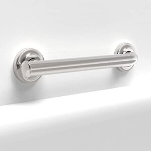 SAFETY+BEAUTY 1-1/4 x 12inch ADA Stainless Steel Bath Safety Grab Bar for Shower, Asymmetrical Design, 500lbs Support, Brushed Nickel