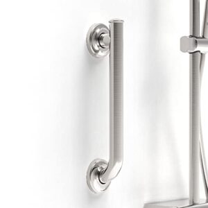 SAFETY+BEAUTY 1-1/4 x 12inch ADA Stainless Steel Bath Safety Grab Bar for Shower, Asymmetrical Design, 500lbs Support, Brushed Nickel