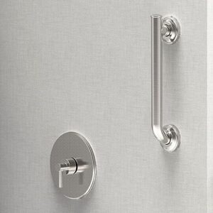 SAFETY+BEAUTY 1-1/4 x 12inch ADA Stainless Steel Bath Safety Grab Bar for Shower, Asymmetrical Design, 500lbs Support, Brushed Nickel