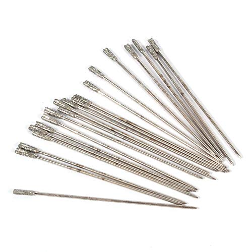 VIFERR Drill Bits, 20PCS 1mm Diamond Coated Lapidary Drill Bits Solid Bits Needle for Jewelry Agate