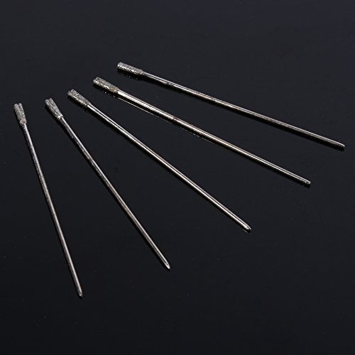 VIFERR Drill Bits, 20PCS 1mm Diamond Coated Lapidary Drill Bits Solid Bits Needle for Jewelry Agate