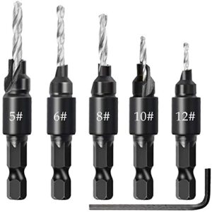 y-imoi drill bit set 5 pieces countersink drill bit set adjustable countersink bit professional drill bits for metal, woodworking, aluminum, plastic premium high speed steel bit for power tools