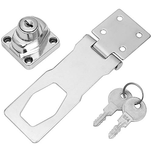 4 Pack Keyed Hasp Latch Lock 4 x 1-5/8 inch Twist Knob Keyed Locking Hasp for Small Doors, Drawer, Cabinets and More, Stainless Steel Chrome Plated Hasp Lock with Keys