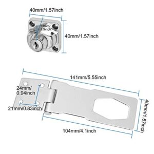 4 Pack Keyed Hasp Latch Lock 4 x 1-5/8 inch Twist Knob Keyed Locking Hasp for Small Doors, Drawer, Cabinets and More, Stainless Steel Chrome Plated Hasp Lock with Keys