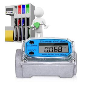 Digital Turbine Flowmeter, LCD Display with NPT Counter Gas Oil Fuel Flowmeter Measure Diesel Kerosene Gasoline 1 Inch