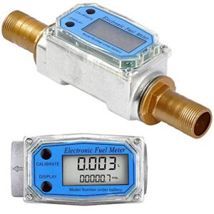 Digital Turbine Flowmeter, LCD Display with NPT Counter Gas Oil Fuel Flowmeter Measure Diesel Kerosene Gasoline 1 Inch