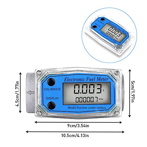 Digital Turbine Flowmeter, LCD Display with NPT Counter Gas Oil Fuel Flowmeter Measure Diesel Kerosene Gasoline 1 Inch