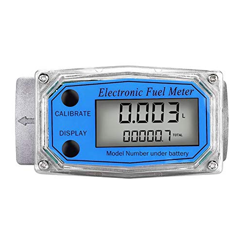 Digital Turbine Flowmeter, LCD Display with NPT Counter Gas Oil Fuel Flowmeter Measure Diesel Kerosene Gasoline 1 Inch